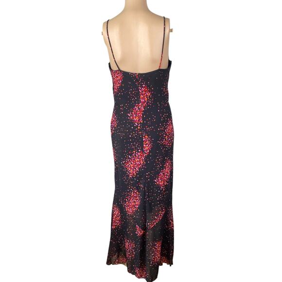 Y2K La Belle Black Pink Geometric Whimsigoth Dark Fairy Slip Maxi Dress SZ 9 - Picture 7 of 9